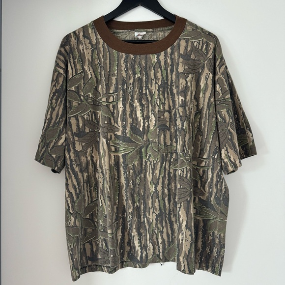 Vintage Realtree Camo Ringer Pocket Single Stitch Short Sleeve T-Shirt - Picture 1 of 5